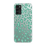 Manitoba Oppo A16 / A55 Uyumlu Baskılı Yumuşak Silikon Şeffaf Telefon Kılıfı, Yeşil Leopar Desen