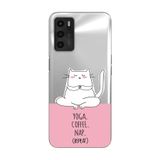 Manitoba Oppo A16 / A55 Uyumlu Baskılı Yumuşak Silikon Şeffaf Telefon Kılıfı, Yoga Coffee Nap Desen