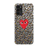 Manitoba Oppo A16 / A55 Uyumlu Baskılı Yumuşak Silikon Telefon Kılıfı, Leopar Desen, Kırmızı Kalp