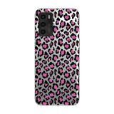 Manitoba Oppo A16 / A55 Uyumlu Baskılı Yumuşak Silikon Telefon Kılıfı, Leopar Desen, Pembe-Siyah
