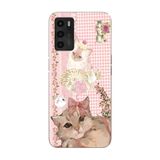 Manitoba Oppo A16 / A55 Uyumlu Baskılı Yumuşak Silikon Telefon Kılıfı, Pembe, Kedi Desenli
