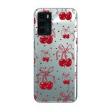 Manitoba Oppo A16 / A55 Uyumlu Kiraz ve Kalpler Tasarımlı Baskılı Şeffaf Telefon Kılıfı