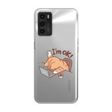 Manitoba Oppo A16 / A55 Uyumlu Sevimli Kedi Tasarımlı Baskılı Şeffaf Silikon Telefon Kılıfı