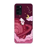 Manitoba Oppo A16 / A55 Uyumlu Sevimli Tavşan Tasarımlı Baskılı Silikon Telefon Kılıfı, Bordo