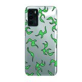 Manitoba Oppo A16 / A55 Uyumlu Şimşek Tasarımlı Baskılı Şeffaf Telefon Kılıfı, Yeşil