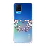 Manitoba Oppo A54 Uyumlu İskelet Kalp Tasarımlı Baskılı Şeffaf Telefon Kılıfı, Çok Renkli