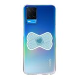 Manitoba Oppo A54 Uyumlu Kalp Yara Bandı Tasarımlı Baskılı Şeffaf Telefon Kılıfı, Çok Renkli