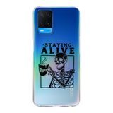 Manitoba Oppo A54 Uyumlu Staying Alive Tasarımlı Baskılı Şeffaf Telefon Kılıfı, Çok Renkli