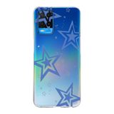 Manitoba Oppo A54 Uyumlu Yıldız Tasarımlı Baskılı Şeffaf Silikon Telefon Kılıfı