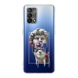 Manitoba Oppo A74 Uyumlu David Vaporwave Tasarımlı Baskılı Şeffaf Telefon Kılıfı, Çok Renkli