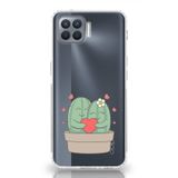Manitoba Oppo Reno 4 Lite ile Uyumlu Sevimli Kaktüsler Tasarımlı Baskılı Şeffaf Telefon Kılıfı, Çok Renkli