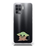 Manitoba Oppo Reno 5 Lite Uyumlu Baby Yoda Tasarımlı Baskılı Şeffaf Silikon Telefon Kılıfı