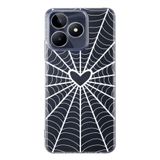 Manitoba Realme C53 Uyumlu Baskılı Yumuşak Silikon Şeffaf Telefon Kılıfı, Örümcek Ağı Desen, Siyah