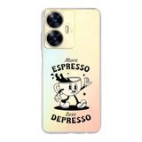 Manitoba Realme C55 Uyumlu Baskılı Yumuşak Silikon Şeffaf Telefon Kılıfı, Espresso Deseni