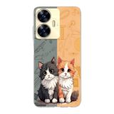 Manitoba Realme C55 Uyumlu Baskılı Yumuşak Silikon Telefon Kılıfı, Kedi Deseni