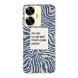 Manitoba Realme C55 Uyumlu Baskılı Yumuşak Silikon Telefon Kılıfı, Zebra Desen, Mavi-Krem