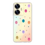 Manitoba Realme C55 Uyumlu Gülen Yüz ve Yıldızlar Tasarımlı Baskılı Şeffaf Telefon Kılıfı