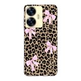 Manitoba Realme C55 Uyumlu Leopar Desenli Fiyonk Baskılı Şeffaf Silikon Telefon Kılıfı