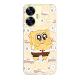 Manitoba Realme C55 Uyumlu SpongeBob Tasarımlı Baskılı Şeffaf Silikon Telefon Kılıfı