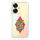 Manitoba Realme C55 Uyumlu Work Hard Tasarımlı Baskılı Şeffaf Telefon Kılıfı