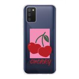 Manitoba Samsung Galaxy A02S Uyumlu Cherry Tasarımlı Baskılı Şeffaf Telefon Kılıfı
