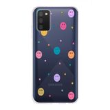 Manitoba Samsung Galaxy A02S Uyumlu Gülen Yüz ve Yıldızlar Tasarımlı Şeffaf Telefon Kılıfı
