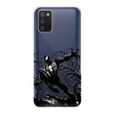 Manitoba Samsung Galaxy A02S Uyumlu Siyah Örümcek Tasarımlı Baskılı Şeffaf Telefon Kılıfı
