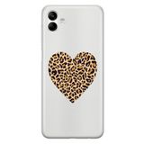 Manitoba Samsung Galaxy A04 ile Uyumlu Baskılı Yumuşak Silikon Şeffaf Telefon Kılıfı, Leopar Desen