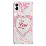 Manitoba Samsung Galaxy A04 ile Uyumlu Baskılı Yumuşak Silikon Şeffaf Telefon Kılıfı, Love Deseni