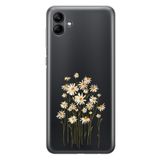 Manitoba Samsung Galaxy A04 ile Uyumlu Baskılı Yumuşak Silikon Şeffaf Telefon Kılıfı, Papatya Deseni