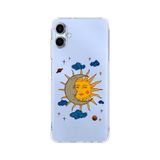Manitoba Samsung Galaxy A04 Uyumlu Baskılı Yumuşak Silikon Şeffaf Telefon Kılıfı, Ay ve Güneş Deseni