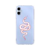 Manitoba Samsung Galaxy A04 Uyumlu Baskılı Yumuşak Silikon Şeffaf Telefon Kılıfı, Kırmızı Yılan Deseni