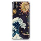 Manitoba Samsung Galaxy A04 Uyumlu Dalga ve Güneş Tasarımlı Baskılı Şeffaf Telefon Kılıfı