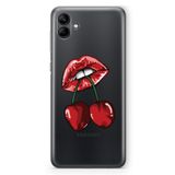 Manitoba Samsung Galaxy A04 Uyumlu Dudak ve Kiraz Tasarımlı Baskılı Şeffaf Telefon Kılıfı