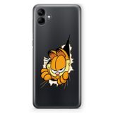 Manitoba Samsung Galaxy A04 Uyumlu Garfield Tasarımlı Baskılı Şeffaf Telefon Kılıfı