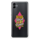 Manitoba Samsung Galaxy A04 Uyumlu Work Hard Tasarımlı Baskılı Şeffaf Telefon Kılıfı