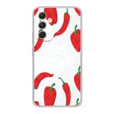 Manitoba Samsung Galaxy A04S ile Uyumlu Baskılı Yumuşak Silikon Şeffaf Telefon Kılıfı, Biber Deseni