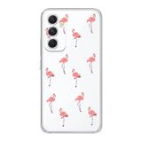 Manitoba Samsung Galaxy A04S ile Uyumlu Baskılı Yumuşak Silikon Şeffaf Telefon Kılıfı, Flamingo Desen
