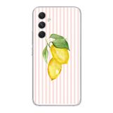 Manitoba Samsung Galaxy A04S ile Uyumlu Baskılı Yumuşak Silikon Şeffaf Telefon Kılıfı, Limon Desenli