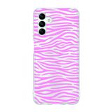 Manitoba Samsung Galaxy A04S Uyumlu Zebra Desen Baskılı Şeffaf Silikon Telefon Kılıfı, Pembe