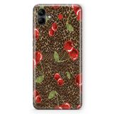 Manitoba Samsung Galaxy A05 Uyumlu Leopar ve Kiraz Tasarımlı Baskılı Şeffaf Telefon Kılıfı