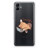 Manitoba Samsung Galaxy A06 Uyumlu Sevimli Kedi Tasarımlı Baskılı Şeffaf Telefon Kılıfı