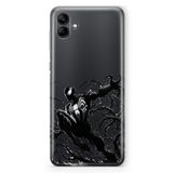 Manitoba Samsung Galaxy A06 Uyumlu Siyah Örümcek Tasarımlı Baskılı Şeffaf Silikon Telefon Kılıfı