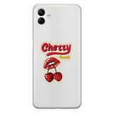 Manitoba Samsung Galaxy A07 ile Uyumlu Baskılı Yumuşak Silikon Şeffaf Telefon Kılıfı, Cherry Bomb Desen