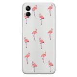 Manitoba Samsung Galaxy A07 ile Uyumlu Baskılı Yumuşak Silikon Şeffaf Telefon Kılıfı, Flamingo Deseni