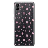 Manitoba Samsung Galaxy A07 ile Uyumlu Baskılı Yumuşak Silikon Şeffaf Telefon Kılıfı, Pembe Çiçek Desen