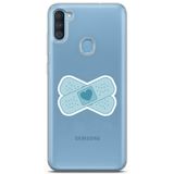Manitoba Samsung Galaxy A11 / M11 ile Uyumlu Kalp Yara Bandı Tasarımlı Şeffaf Telefon Kılıfı
