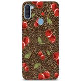 Manitoba Samsung Galaxy A11 / M11 Uyumlu Leopar ve Kiraz Tasarımlı Baskılı Şeffaf Telefon Kılıfı