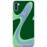 Manitoba Samsung Galaxy A11/M11 ile Uyumlu Baskılı Yumuşak Silikon Şeffaf Telefon Kılıfı, Yeşil-Mavi Desen