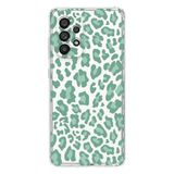 Manitoba Samsung Galaxy A13 ile Uyumlu Baskılı Yumuşak Silikon Şeffaf Telefon Kılıfı, Yeşil Leopar Desen